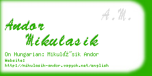 andor mikulasik business card